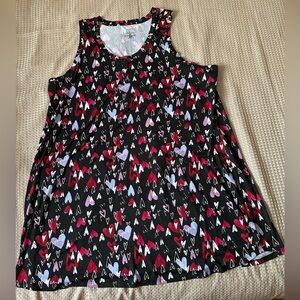 VOGLIO tank nightgown 3X like new, black with vibrant heart print a-line